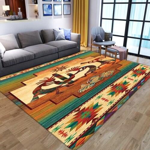 Living Room Carpet 3D Geometry Pattern Ethnic style Child Bedroom Bedside Mat Kid Room Decor Large Carpet Home Hallway Floor Rug