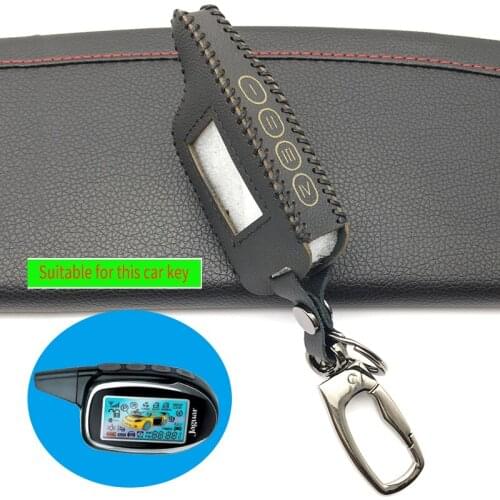 Leather car key cover M7 / M8 / M9 Case for Scher-khan Magicar 8/9/10/11/12 101 LCD Two-Way LCD Car Alarm System Key Cover