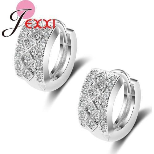 Creative Geometric Shape Rhinestone Cuff Earring Trendy Small Hoop Jewelry Women Piercing Silver Earclip Simple Style