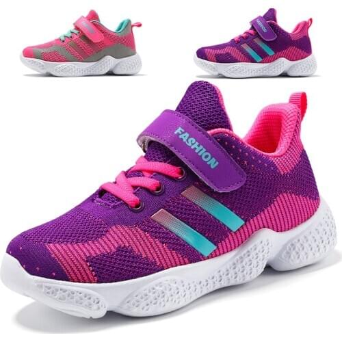 Girls Fashion Sneakers Kids Outdoor Sports Running Shoes Mesh Breathable Tennis Shoes Lightweight Children Casual Walking Shoe