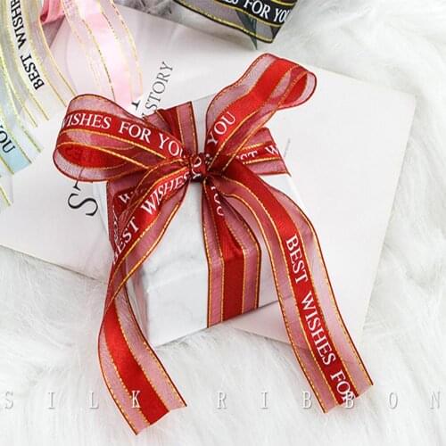 25mm 50Yards BEST WISHES FOR YOU Ribbons Lover Wedding Event Party Christmas Decoration DIY Bow Card Gifts Box Packaging Handmad