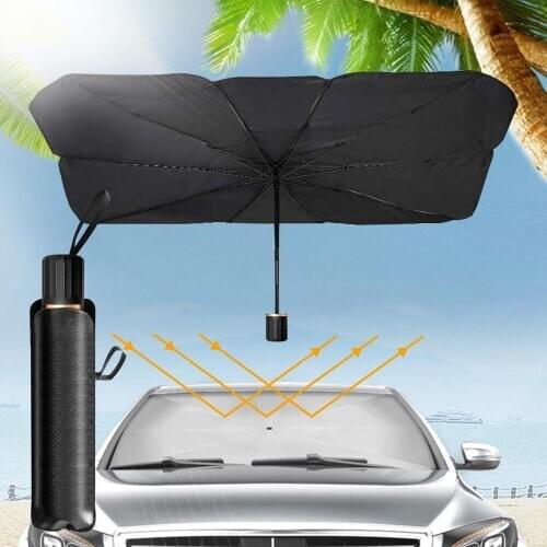 Car Windshield Sun Shade Umbrella, Foldable Car Windshield Umbrella Block Heat UV Rays Sun Visor Fits Most Vehicle Models