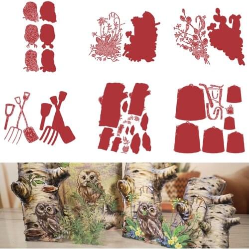 Flower Owl Knife And Fork Wood Teapot 2021 Arrival New Craft Metal Cutting Die Mold Flower Tag Envelope Lace Edge Scrapbook