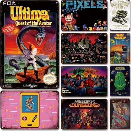 Old Game Metal Poster Tin Sign Vintage Gamer Room Art Wall Decor Metal Plate Personalized Home Decoration Accessories Plaque
