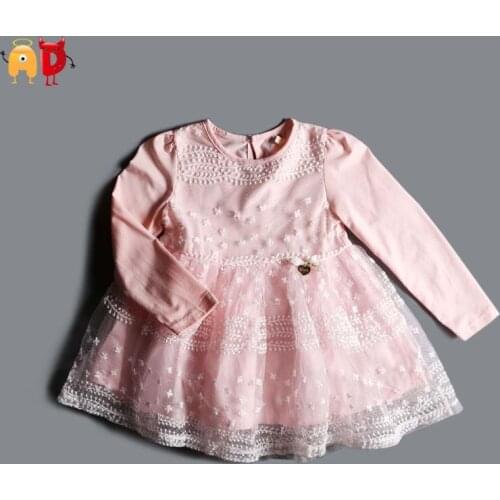 Cute Mesh Pink Princess Dress Baby Girls Clothing Cotton Interior Material Childrens Clothing