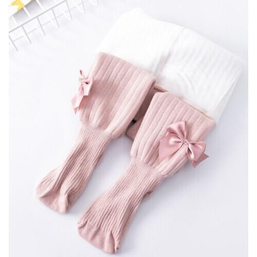 6 Months To 5 Years Baby Cute Bowknot Tights For Girls Knitted Cotton Ribbed Stockings Soft Breathable Children Pantyhose