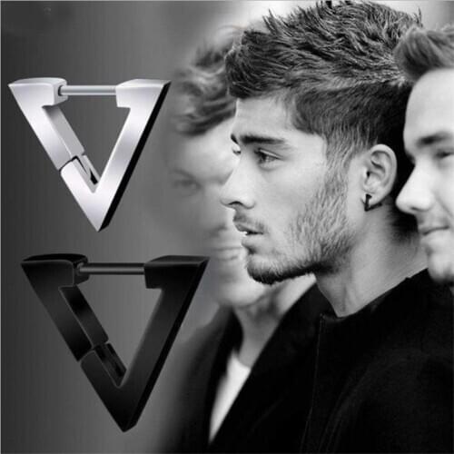 Top Quality Male Silver 925 Sterling Earrings For Women Jewelry Trendy Triangle Black Earrings Men Accessories Valentines Day