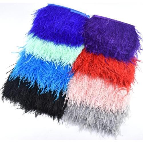 10meters Real Ostrich Feathers Trim Width 8-10cm Feathers Ostrich Plumes Ostrich Feather Ribbon Trims Fringe Wedding Feathers