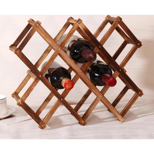 New Solid Wood Folding Wine Racks High Quality Foldable Wine Stand Wooden Wine Holder 10 Bottles Kitchen Bar Display Shelf
