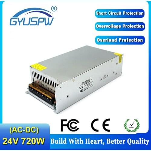 Single Output switching power supply 24V 30A 720W Transformers 110V 220V AC TO DC SMPS for LED Strip Lamp Light 3D Printer