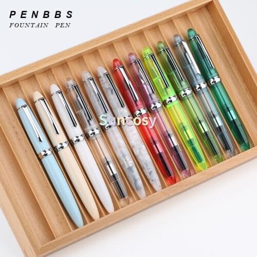 Penbbs 308 High Quality Fountain Pen Acrylic color resin Material , Business Office Ink Pens,Fast Writing, Gift pen