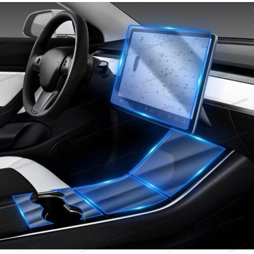 Transparent tpu car interior media gps screen protective film anti-scratch sticker for tesla model 3 2019 2020 2021 2022 auto