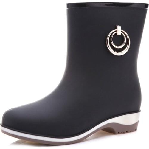 Rain Boots Women Short Tube Rain Shoes Adult Water Boots Anti-skid Water Shoes Jelly Rubber Shoes Rain Boots Size 36-40