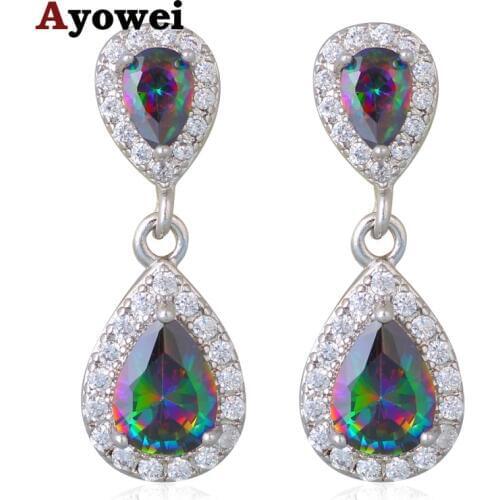 Christmas Gifts for Friends Mystic Crystal Earrings for Women Silver Stamped Wholesale Fashion Jewelry Dangle Earrings JE1065A