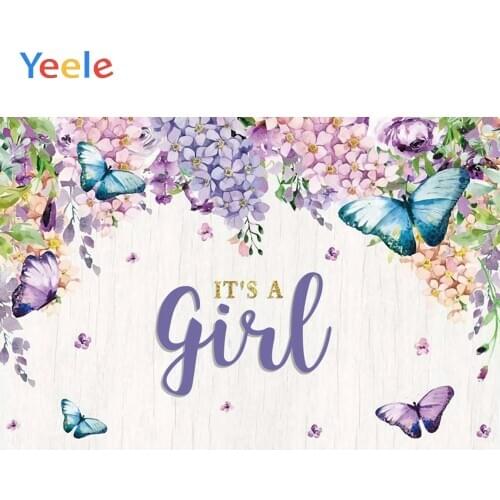 Pink Purple Flower Butterfly Newborn Baby Shower Princess Birthday Backdrop Photography Backdrops Photographic Background Prop