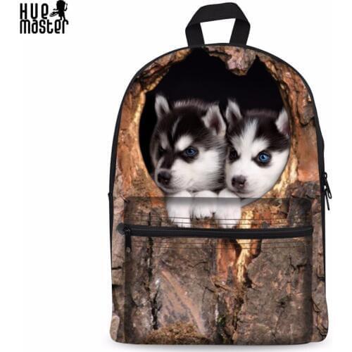 Cute Animal Printing Backpack Front Zipper Pocket 14 Inch Laptop Backpacks Japanese School Bag Canvas Rucksack Women Mochilas