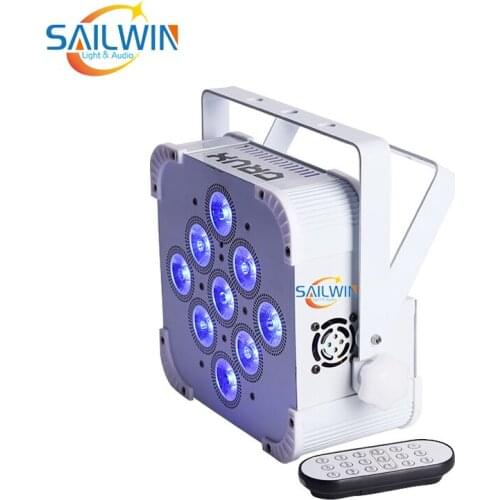 Factory Stage 9x18W Battery Powered Wireless DMX 512 Remote Led Wedding Uplight RGBWA UV 6in1 LED Par Light 9600MAH Disco CLUB