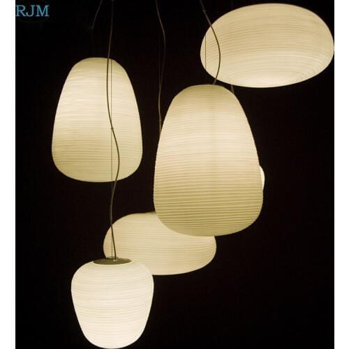 Nordic Simple White Whorl Glass Pendant Lights Modern Single Head Creative Hang Lamp Living Room Bedroom Restaurant Bar Lighting