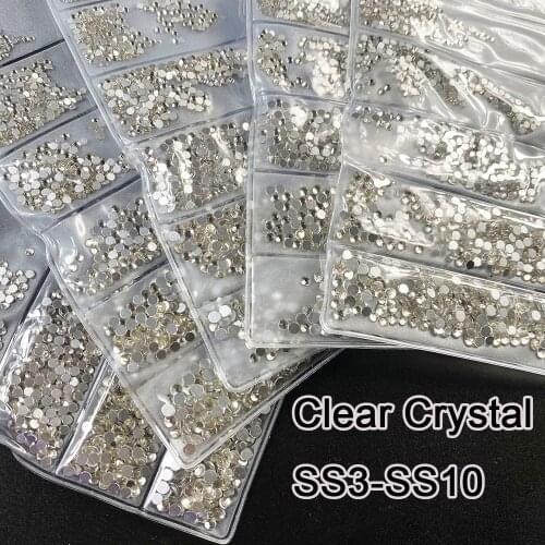 Yanruo1728pcs SS3-SS20 Small Sizes Rhinestones Nail Art Crystal Glass Rhinestones For Nails 3D Nail Art Decoration Gems