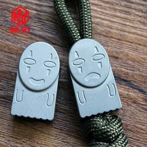 Titanium Alloy 1PC Spirited Away Faceless Male Paracord Knife Bead EDC Lanyard Pendant Car Key Pendant
