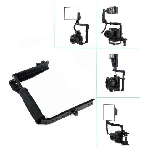 U-shaped Reversible Rotating Flash Bracket Video Handle Handheld Stabilizer Grip Rotatable for Camera Camcorder Mini DV DSLR SLR