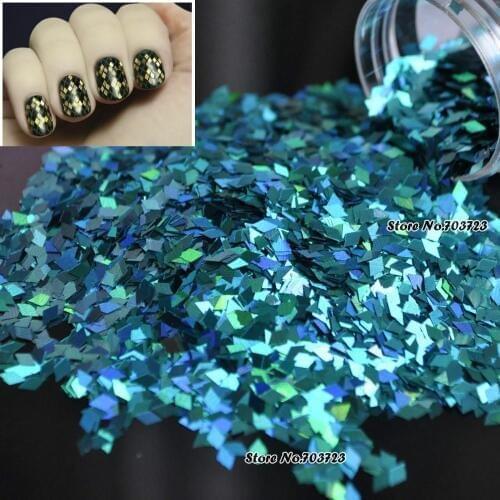 Nail Art Decoration Rhombus Paillette Glitter 3D Leiguang Slice Spangles Nail Tools Blue-green LB701
