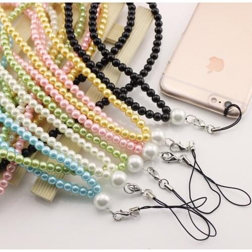 Universal mobile phone rope fashion sling lanyard crystal pearl hanging portable mobile phone shell rope card package rope for i