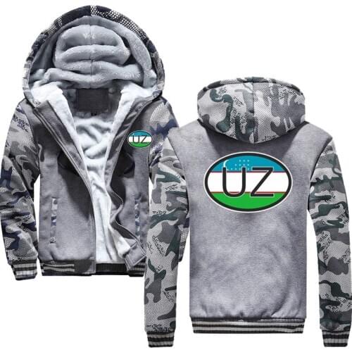 Uzbekistan winter Men Casual Warm Thick Hoodies Slim Sweatshirt Front Pocket Outwear Sports Running Wear