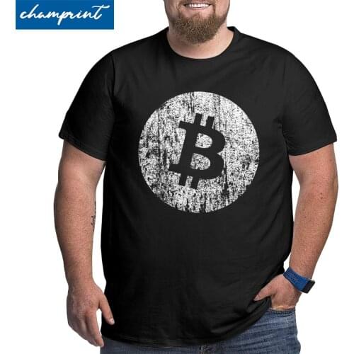 Vintage Bitcoin Logo Cryptocurrency T Shirts for Men Fashion for Male T-Shirts Big Tall Tee Shirt Plus Size Large 6XL Clothing