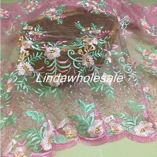 High-end net yard lace embroidery fabric,Wavy design lace embroidered skirt fabric,fabrics for patchwork,130cm*100cm/PCS