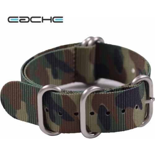 EACHE High Quality Camouflage watch straps With ZULU Stainless Steel Silver Black Buckle