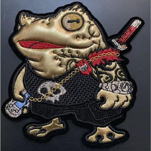 Japanese Samurai warrior Patches badges of Embroidered Jacket vest kanji Military Ninja badges toad frog patches