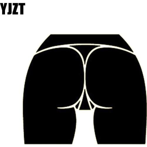 YJZT 13*11.4CM Hot Sexy Round Girls Butt in String Bikini Silhouette Car Sticker Accessories Decor Vinyl Black/Silver C20-0045