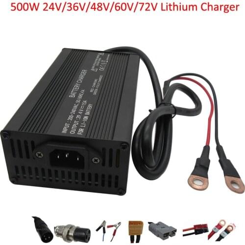 500W 24V 15A 36V 10A 48V 8A 60V 6A 72V 5A Lithium Charger Output 29.4V 42V 54.6V 67.2V 84V Smart Charger Input 110V / 220V