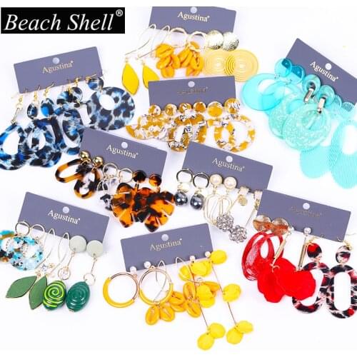 Womens Acrylic Earring Combo Bohemian Korean Fashion Circle Exaggerated 2020 Fashion Statement Fashion Jewelry Earring Set