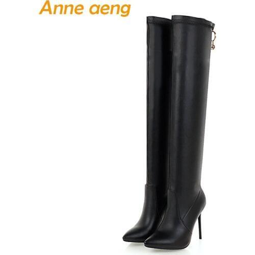New Winter Women Over-The-Knee Boots High Heel Pointed Toe Zipper Sexy Ladies Women Shoes Black Thigh High Boots Big Size 33-46