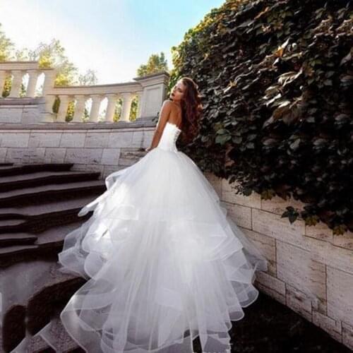 Vestido de novia 2021 White Wedding Dresses Corset Lace-Up Back Simple Tulle Ball Gown Wedding Party Gowns Bridal Dress