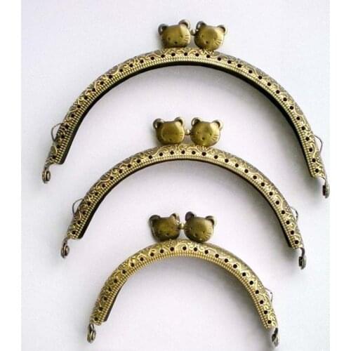 10pcs Arc Shape Bronze 8.5cm 10.5cm 12.5cm DIY Cute Cat Head Metal Purse Frame Handle for Bag Sewing Craft Tailor Sewer