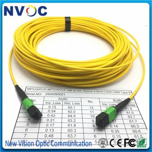 12Core,SM OS1 G657A1,B Type,3.0mm LSZH Mini Round Cable MPO/APC Female to MPO F 1M 5M 10M 15M 20M 25M Fiber Optic Patch Cord