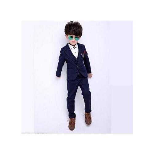 2019 Gentleman Style Boys Formal Suits Spring Children Clothing Sets for Wedding Kids Prom Suits Blazer + Vest + Pants 3Pcs/Set