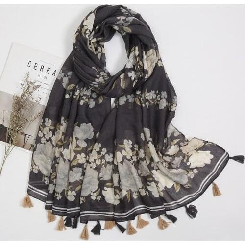 2021 Newest Floral Printed Cotton Hijab Womens Cotton Linen Scarf Muslim women hijab Summer Pareo beach Headscarf Bandana 1pc