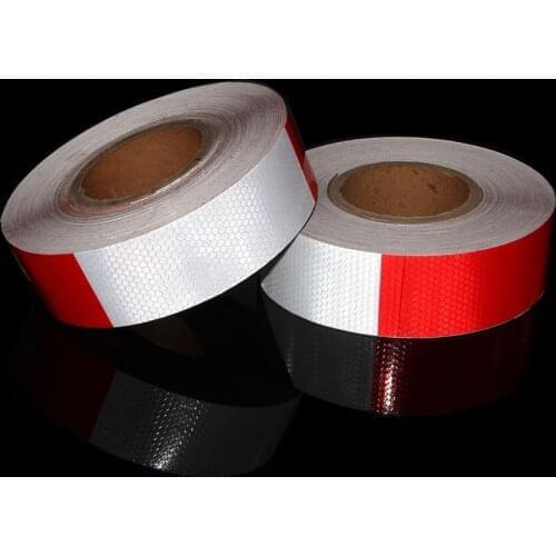 5cmx50m Reflective Strip Car Decorative Moto Stickers Reflective Tapes Anti-Collision Warning Sign Red White Grid Lattice Decals