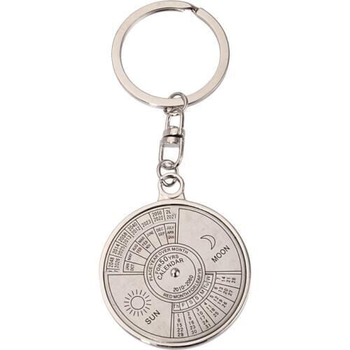 50 Years Perpetual Calendar Keyring Unique Compass Metal KeyChain Gift Metal Key Chain Gift Camping & Hiking Tool Zinc Alloy
