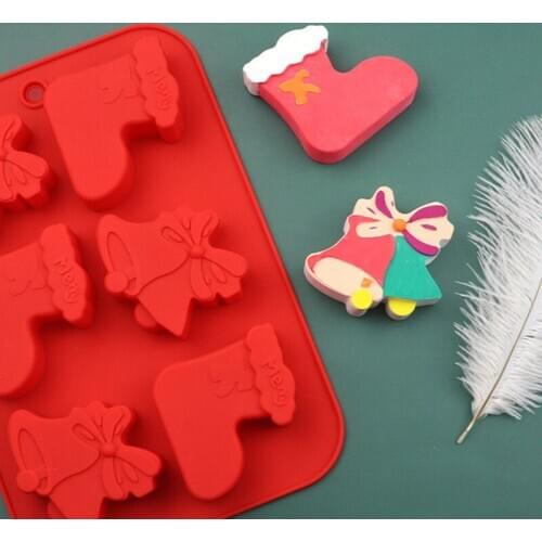 6 Even Christmas socks silicone cake mold silicone chocolate mould DIY Christmas soap mould