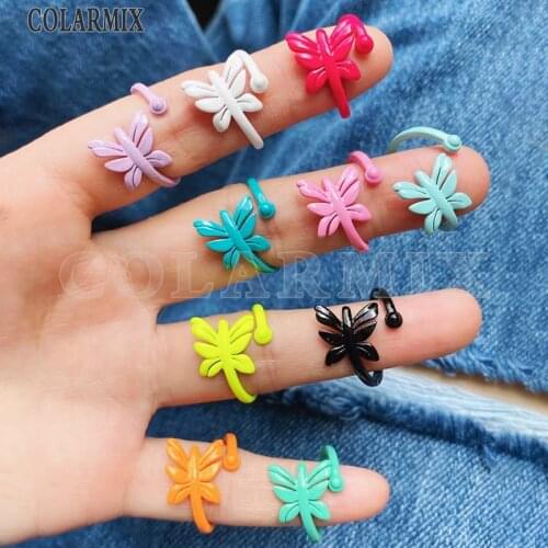 8 Piece Butterfly Summer Rings Enamel rings Mix color rings accessories jewelys jewelry party ring Enamel rings 51746