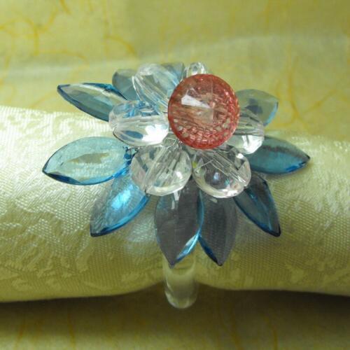 Acrylic beaded flower napkin rings, napkin holder