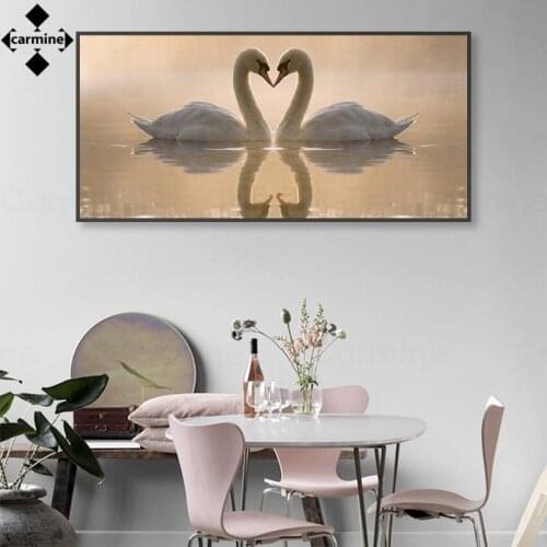 White Swan Lover Poster and Print Romantic Modern Canvas Picture Nordic One Piece No Frame Wall Art Painting for Home Decoration