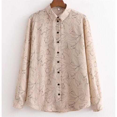 TRAF Women 2021 Floral Print Vintage Satin Blouse Long Sleeve Fashion Elegant Feminine Shirt Female Streetwear