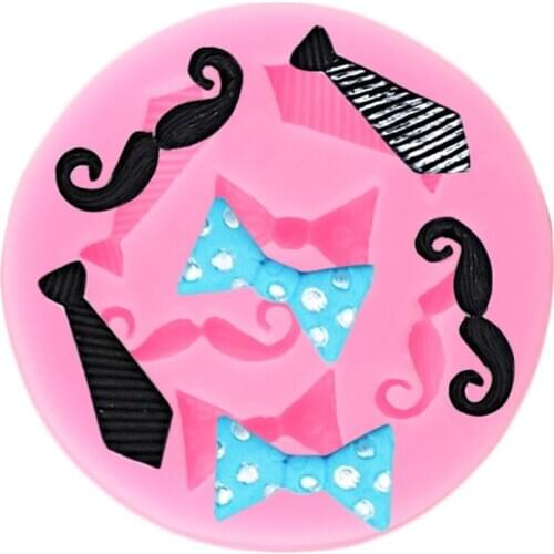 Beard Bowknot Silicone Mold DIY Baby Birthday Cake Decorating Tools Cake Border Fondant Mould Candy Polymer Clay Chocolate Molds