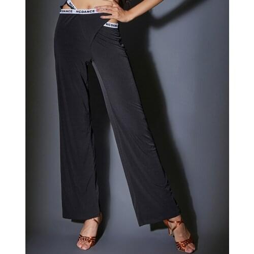 Latin Dance Pants Black Slim Trousers Salsa Ballroom Dancing Practice Clothes Adult Professional Latin Dancewear Women DQS2945